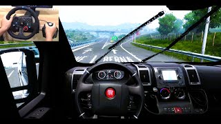 Euro Truck Simulator 2 | Fiat Ducato 2018 Rain drive from Turin - Milan [Steering Wheel Gameplay]