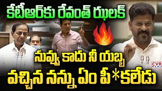 నువ్వు కాదు నీ యబ్బ వచ్చిన నన్ను ఏం పీ*కలేడు | Revanth Reddy Strong Warning To KTR In Assembly | CVR