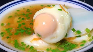 Boiled poached eggs are delicious in this way. They don't scatter and don't foam. They are round