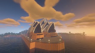 Sydney Opera House from civ6, but in Minecraft
