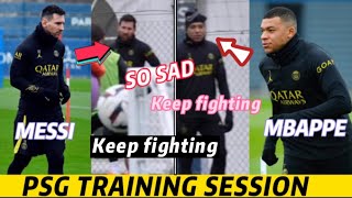 Messi, Mbappe and PSG’s players are so sad in training session after elimination from UCL