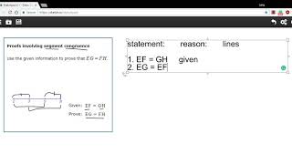 Proofs involving segment congruence