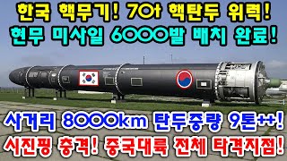 속보! 한국핵무기 사거리 8000km 현무-5 미사일 5000발 탄두중량 9톤!!