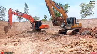 สองเสือต่างค่าย DOOSAN Dx 200 A Vs XCMG Xe 215 C ลุยงาน ขุดสระ ขุดบ่อเก็บน้ำ Excavator Dump Truck