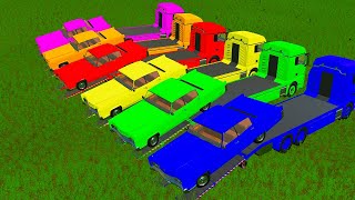 TRANSPORTING COLORED OLD CARS WITH MAN TRUCKS - Farming Simulator 22