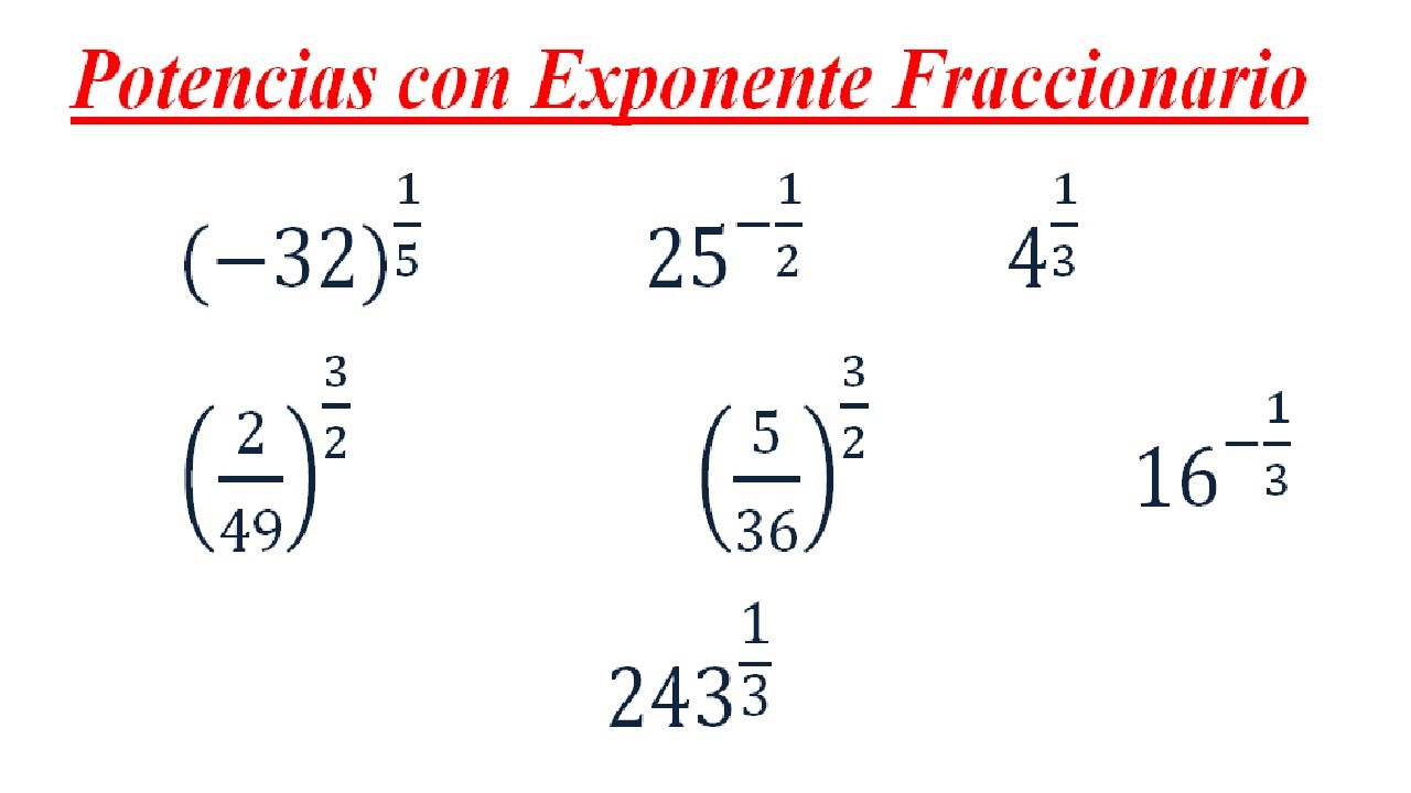 Potencias Con Exponente Fraccionario Youtube Potencias Con Exponente Fraccionario Youtube