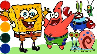 SpongeBob SquarePants Jelly Painting \u0026 Coloring Animated Characters | Mewarnai Characters