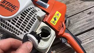 Review of the Stihl  ms 250 c easy start chainsaw.