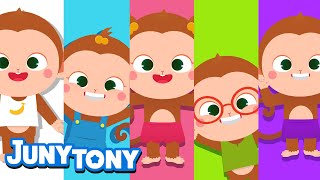 Five Little Monkeys | Jumping on the Bed | Nursery Rhymes for Kids | Kindergarten Song | JunyTony