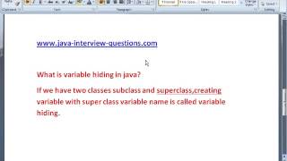 Explain variable hiding in java!