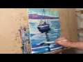 Oil Painting Session Demo Tutorial Impressionist Seascape with Boat by Artist JOSE TRUJILLO