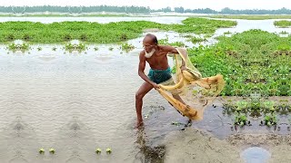 Amazing Fishing by 80 Years Old Fisherman in the Beautiful Nature