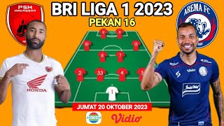 Jadwal PSM Makassar vs Arema FC ~ Prediksi Starting Line up PSM vs Arema ~ BRI Liga 1 2023