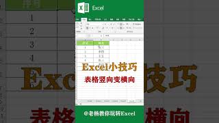 Excel tutorial Excel教程：表格竖向变横向，你学会啦吗？Excel教學excel函數excel技巧Excel演示教学. #Shorts