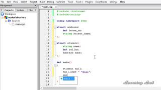 041 Nested Structures and C++ Dot Operator CPP Programming Video Tutorial