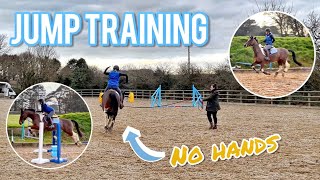 BYE BYE REINS!! Jump Training on an Extremely Keen Fresh Horse *One Handed*