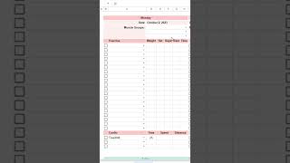 Workout Planner Spreadsheet for Google Sheets and Excel #shorts #workout