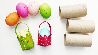 How to Make Super Easy & Cute EGG BASKETS / Toilet Paper Roll Crafts / Easter DIY Idea / Mini Bucket