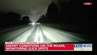 A drive down US 401 shows layer of snow, ice