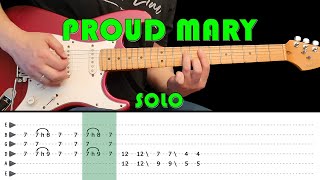 PROUD MARY - Guitar lesson - Guitar solo with tabs (fast & slow) - CCR