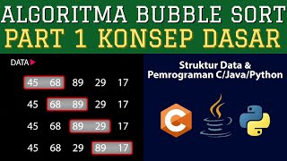 [Part 1 Konsep Dasar] Bubble Sort di Pemrograman C | JAVA | PYTHON - Algoritma Sorting dan Searching