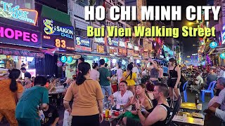 Bui Vien Walking Street (Phố đi bộ Bùi Viện) Ho Chi Minh City Nightlife District - 4K Vietnam Walk