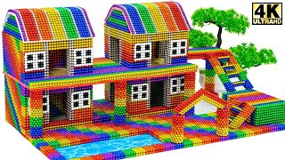 DIY - Build a Double Villa with Color Stairs and Build a Villa with a Magnetic Ball Pool