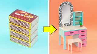 DIY Miniature Dressing table with matchbox || Make mini dressing table @Craftube4u