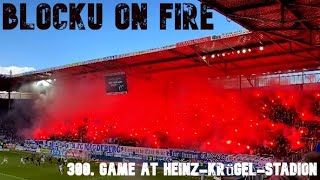 1. FC Magdeburg vs.  SC Verl 07.11.2021 choreo pyro (300 Spiel Hein-Krügel-Stadion)