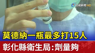 莫德納一瓶最多打15人 彰衛生局：劑量夠