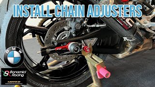 Bonamici chain adjusters installed on 2022 BMW S1000RR