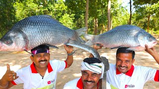 18 kg size big katla fish curry cooking for village people | villfood Kitchen