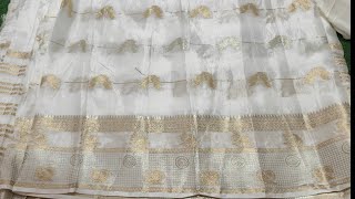 🥰#Handloom Dola Sarees(white) Collection👌👌👌 Rs.599/- only #whatsapp 8187895536