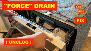 💦 FORCE DRAIN BOSCH DISHWASHER TO UNCLOG DRAIN PIPE - E24 / E25 ERROR FIX 🌊