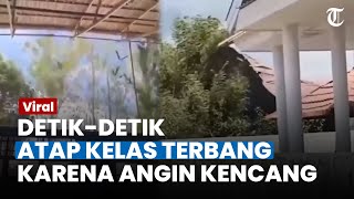 ATAP KELAS TERBANG karena Angin Kencang, Siswa SMK Makassar Berhamburan Panik