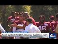 Magic Johnson addresses players at Washington Commanders practice | NBC4 Washington