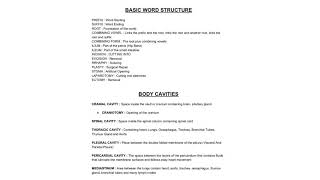 Basic word structures/ Anatomy /Medical Coding