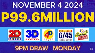 9PM LOTTO RESULTS TODAY NOVEMBER 4 2024 (Complete Details)