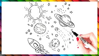 How To Draw Space Step By Step 🚀🪐 Space Drawing EASY