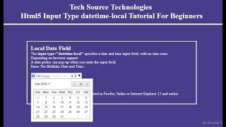Html5 Input Type datetime-local | Input type ="datetime-local" | Html5 Input types