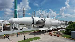SpaceX Falcon 9 Booster Arrives at Kennedy Space Center Visitor Complex