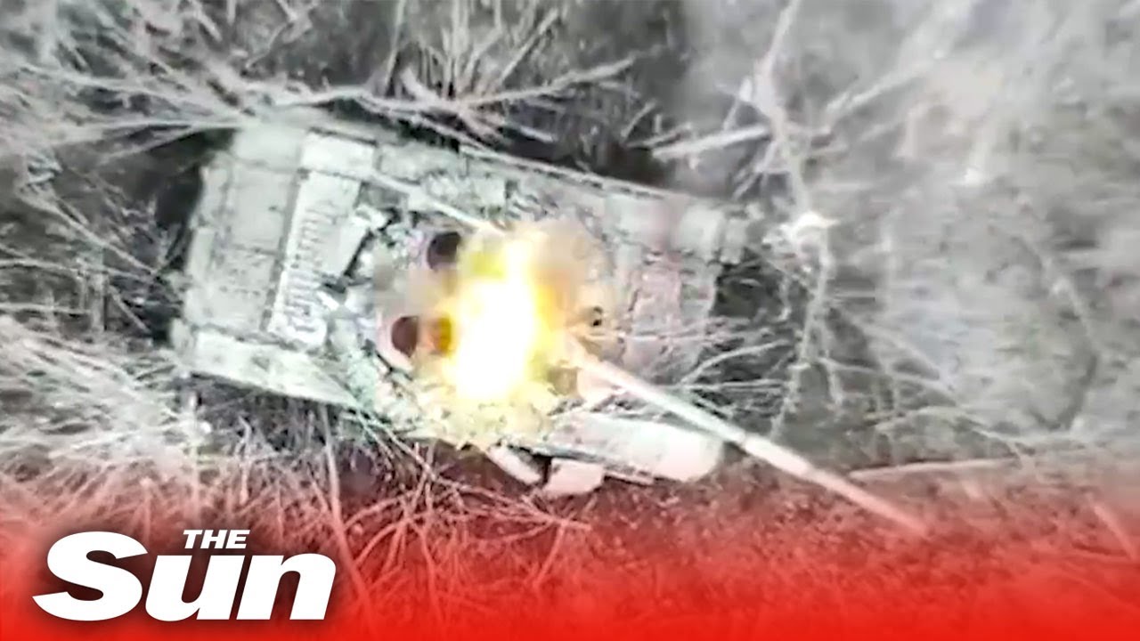 Russian Tank Explodes As Ukrainian Drones Strike With Precision - YouTube