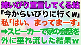 【スカッとする話】私が１人の時に嫁いびり宣言してくる姑「今から嫁いびりに行くからw」私「まってまーす」→スピーカーで家での会話外に流した結果