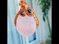 copper creations rose quartz wire weaved pendant