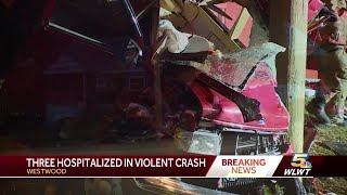 Three hospitalized in violent crash in Westwood