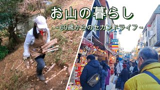 【お山の暮らし　048】60代シニア夫婦の2023年の幕開けは?　お山の仕事始めは妻が一人で黙々と木の階段作り!!