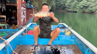 渔民阿欢开启船房水上生活，刚捕捞的野生鲤鱼直接下锅红烧，太美味了【渔民阿欢】