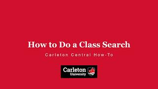 How to Do a Class Search | Carleton Central How-To