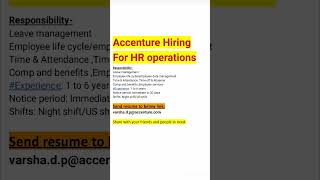 Accenture Hiring For HR operations #accenturejobs #accenture