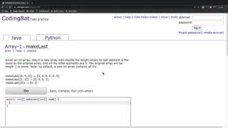 CodingBat Array 1 makeLast
